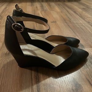 Franco Sarto Black Leather Wedge